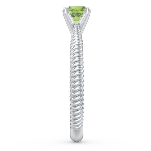 1/2 ct. Round Gemstone Engagement Ring with Twisted Rope Band – Sterling Silver with Peridot