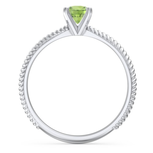 1/2 ct. Round Gemstone Engagement Ring with Twisted Rope Band – Sterling Silver with Peridot