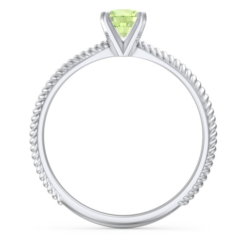 1/2 ct. Round Gemstone Engagement Ring with Twisted Rope Band – Sterling Silver with Peridot