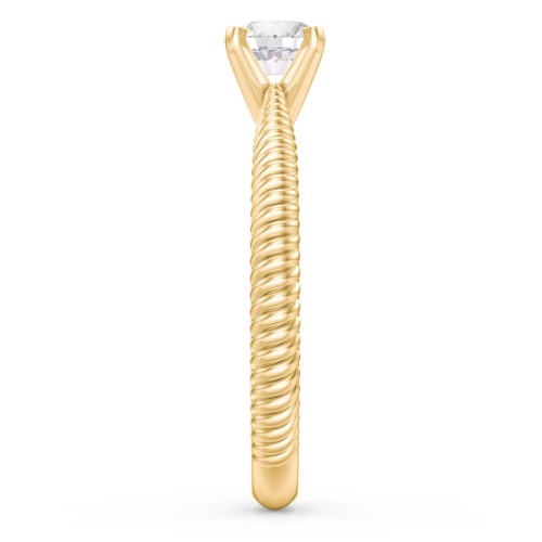 1/2 ct. Round Gemstone Engagement Ring with Twisted Rope Band – 10K Yellow Gold with Cubic Zirconia