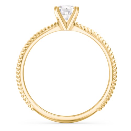 1/2 ct. Round Gemstone Engagement Ring with Twisted Rope Band – 10K Yellow Gold with Cubic Zirconia