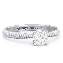 1/2 ct. Round Gemstone Peek-A-Boo Engagement Ring with Twisted Rope Band