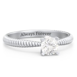 1/2 ct. Round Gemstone Peek-A-Boo Engagement Ring with Twisted Rope Band in 925 Sterling Silver with Cubic Zirconia