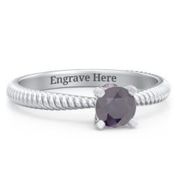 1/2 ct. Round Gemstone Peek-A-Boo Engagement Ring with Twisted Rope Band in 925 Sterling Silver with Alexandrite