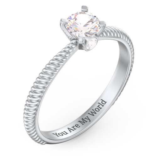 1/2 ct. Round Gemstone Peek-A-Boo Engagement Ring with Twisted Rope Band – Sterling Silver with Cubic Zirconia