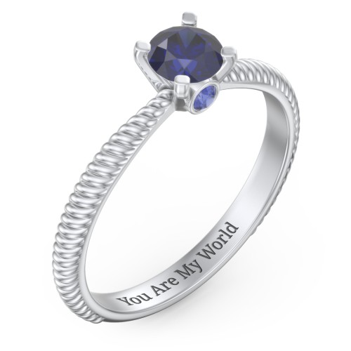 1/2 ct. Round Gemstone Peek-A-Boo Engagement Ring with Twisted Rope Band