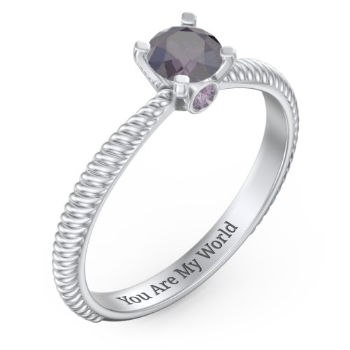 1/2 ct. Round Gemstone Peek-A-Boo Engagement Ring with Twisted Rope Band – Sterling Silver with Alexandrite