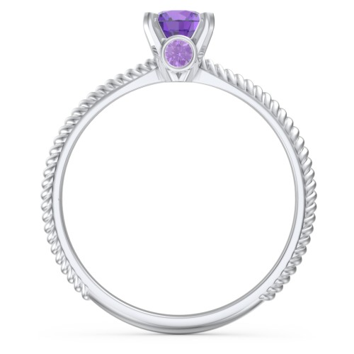 1/2 ct. Round Gemstone Peek-A-Boo Engagement Ring with Twisted Rope Band