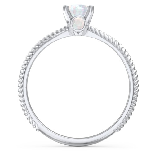 1/2 ct. Round Gemstone Peek-A-Boo Engagement Ring with Twisted Rope Band