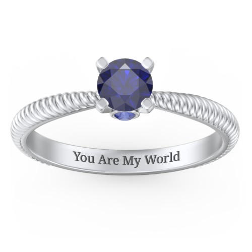 1/2 ct. Round Gemstone Peek-A-Boo Engagement Ring with Twisted Rope Band