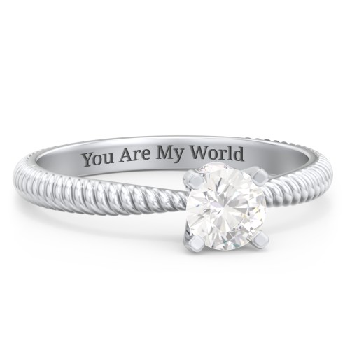 1/2 ct. Round Gemstone Peek-A-Boo Engagement Ring with Twisted Rope Band – Sterling Silver with Cubic Zirconia