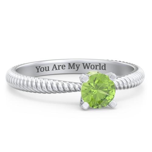 1/2 ct. Round Gemstone Peek-A-Boo Engagement Ring with Twisted Rope Band