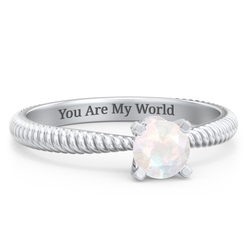 1/2 ct. Round Gemstone Peek-A-Boo Engagement Ring with Twisted Rope Band