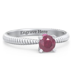 1/2 ct. Round Gemstone Peek-A-Boo Engagement Ring with Twisted Rope Band in 925 Sterling Silver with Ruby