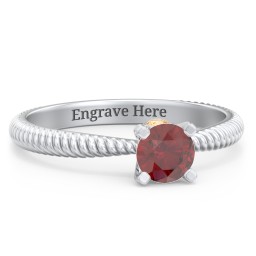 1/2 ct. Round Gemstone Peek-A-Boo Engagement Ring with Twisted Rope Band in 925 Sterling Silver with Garnet and Citrine