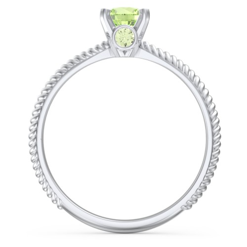 1/2 ct. Round Gemstone Peek-A-Boo Engagement Ring with Twisted Rope Band – Sterling Silver with Peridot