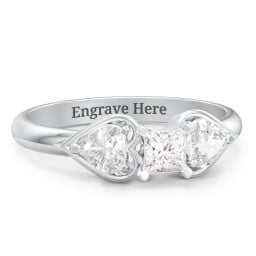 1/4 ct. Princess Gemstone Engagement Ring with Heart Stones