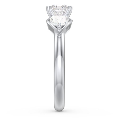 1/2 ct. Princess Gemstone Engagement Ring with Heart Stones – 10K White Gold with White Premium Zirconia and Cubic Zirconia