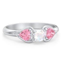 1/4 ct. Round Gemstone Engagement Ring with Heart Stones