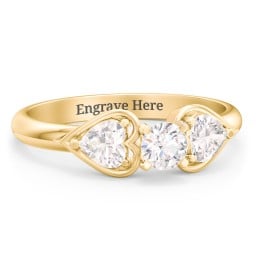 1/4 ct. Round Gemstone Engagement Ring with Heart Stones