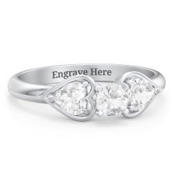 1/4 ct. Round Gemstone Engagement Ring with Heart Stones