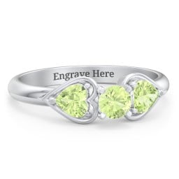 1/4 ct. Round Gemstone Engagement Ring with Heart Stones