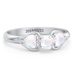 1/4 ct. Round Gemstone Engagement Ring with Heart Stones