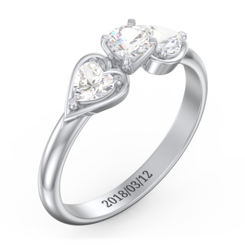 1/4 ct. Round Gemstone Engagement Ring with Heart Stones