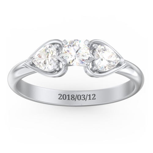 1/4 ct. Round Gemstone Engagement Ring with Heart Stones