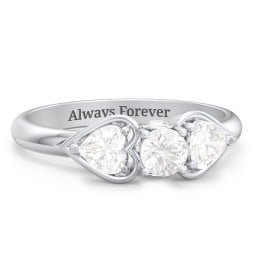 1/4 ct. Round Gemstone Peek-A-Boo Engagement Ring with Heart Stones