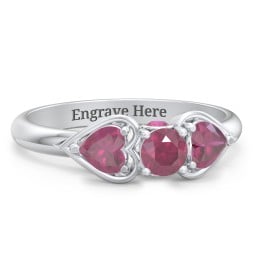 1/4 ct. Round Gemstone Peek-A-Boo Engagement Ring with Heart Stones
