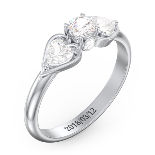 1/4 ct. Round Gemstone Peek-A-Boo Engagement Ring with Heart Stones