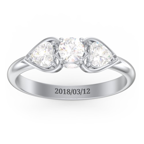 1/4 ct. Round Gemstone Peek-A-Boo Engagement Ring with Heart Stones