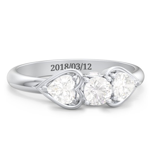 1/4 ct. Round Gemstone Peek-A-Boo Engagement Ring with Heart Stones