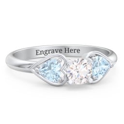 1/3 ct. Round Gemstone Engagement Ring with Heart Stones