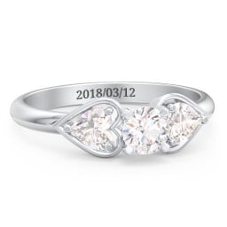 1/3 ct. Round Gemstone Engagement Ring with Heart Stones