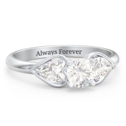 1/2 ct. Round Gemstone Engagement Ring with Heart Stones