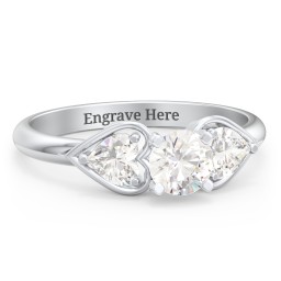 1/2 ct. Round Gemstone Engagement Ring with Heart Stones in 10K Solid White Gold with White Premium Zirconia and Cubic Zirconia