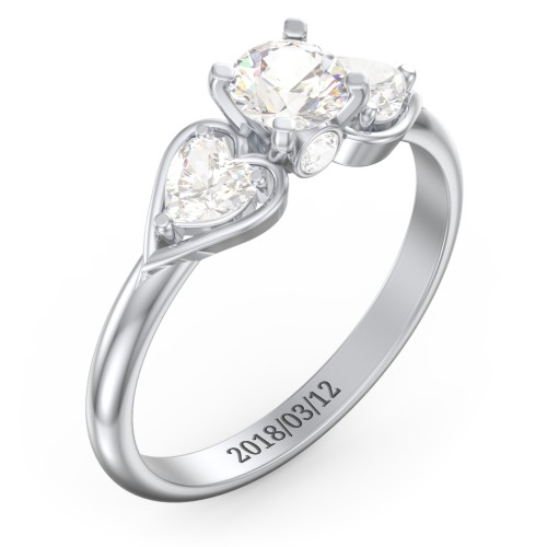 1/2 ct. Round Gemstone Peek-A-Boo Engagement Ring with Heart Stones