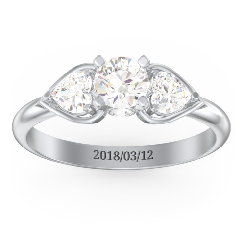 1/2 ct. Round Gemstone Peek-A-Boo Engagement Ring with Heart Stones