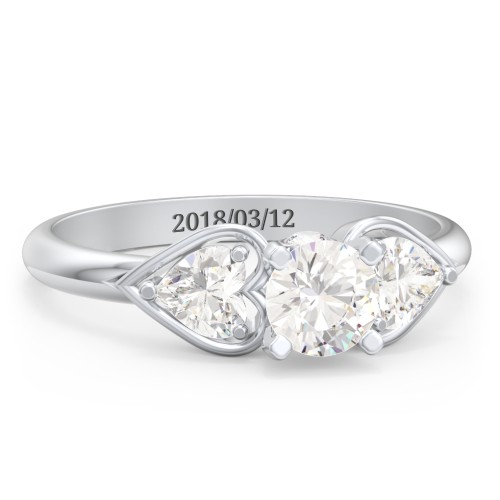 1/2 ct. Round Gemstone Peek-A-Boo Engagement Ring with Heart Stones