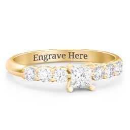 1/4 ct. Princess Gemstone Engagement Ring with Side Gemstones