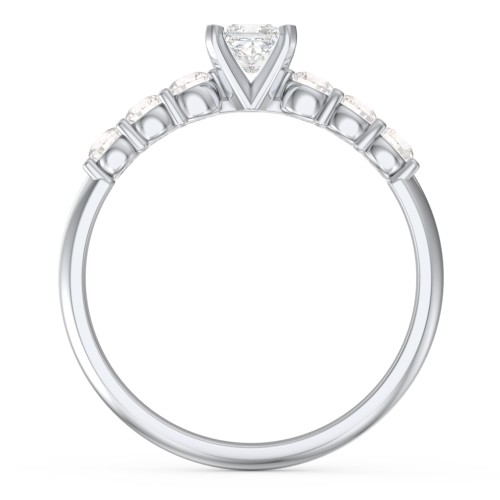 1/4 ct. Princess Gemstone Engagement Ring with Side Gemstones – Sterling Silver with White Premium Zirconia and Cubic Zirconia