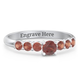1/4 ct. Round Gemstone Engagement Ring with Side Gemstones in 925 Sterling Silver with Garnet