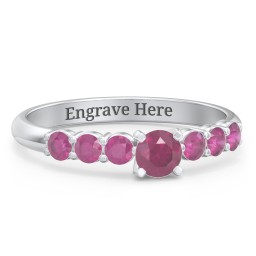 1/4 ct. Round Gemstone Engagement Ring with Side Gemstones in 925 Sterling Silver with Ruby