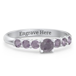 1/4 ct. Round Gemstone Engagement Ring with Side Gemstones in 925 Sterling Silver with Alexandrite
