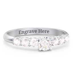 1/4 ct. Round Gemstone Engagement Ring with Side Gemstones in 925 Sterling Silver with White Sapphire and Cubic Zirconia