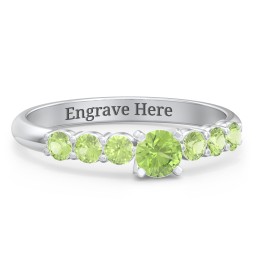 1/4 ct. Round Gemstone Engagement Ring with Side Gemstones in 925 Sterling Silver with Peridot