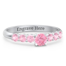 1/4 ct. Round Gemstone Engagement Ring with Side Gemstones in 925 Sterling Silver with Pink Tourmaline