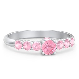 1/4 ct. Round Gemstone Peek-A-Boo Engagement Ring with Side Gemstones